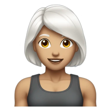 Muscular woman with white short hair sticker