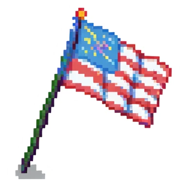waving flag pixel art sticker
