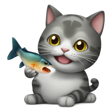 cat eating fish sticker