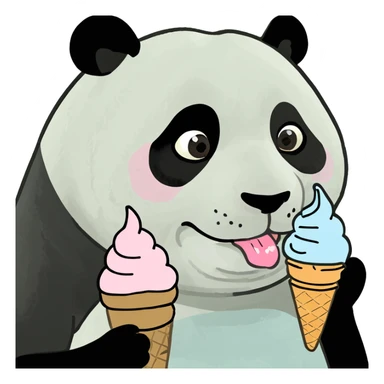 Panda eating ice cream sticker