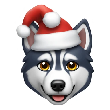 Husky wearing a santa hat sticker