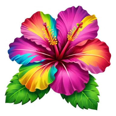 rainbow hibiscus with leaves sticker
