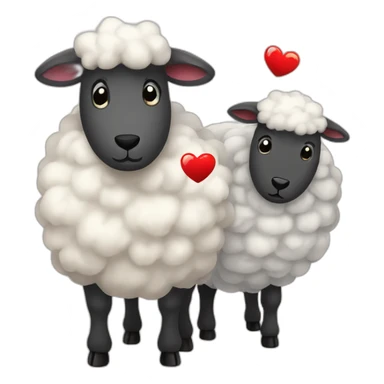 Male and female sheeps in love with hearts  sticker