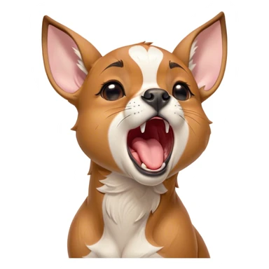 Cinematic Cute Yawning Fawn Boxer Portrait Emoji, Head tilted slightly with a dramatic, wide-open yawn, showcasing a short fawn coat with a crisp white muzzle and chest, floppy ears slightly drooping, round brown eyes barely open in drowsy contentment, Simplified yet irresistibly adorable features, highly detailed, glowing with a soft, cozy glow, high shine, relaxed yet expressive, stylized with a touch of whimsy, bright and endearing, soft glowing outline, capturing the essence of a sleepy yet affectionate guardian, so drowsy it feels like it could stretch right out of the screen and curl up for a nap! sticker