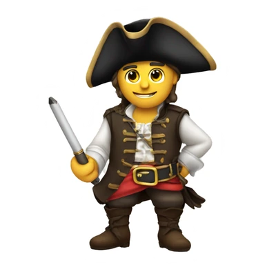 pirate outfit sitting down and writing on a scroll with a feather pen sticker