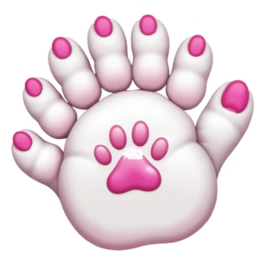white cat paw with arm, from the bottom, vivid pink toe beans sticker