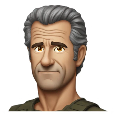 Mel Gibson portrait without smile sticker