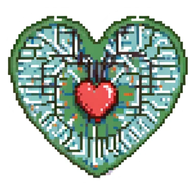 microchip heart retro-tech aesthetic sticker