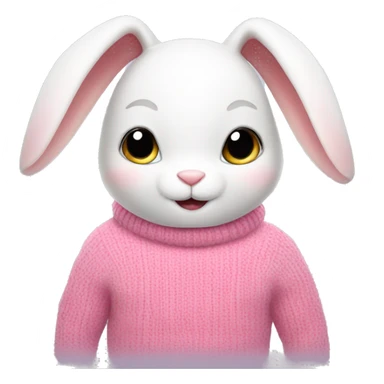 Cute white bunny with a pink sweater sticker