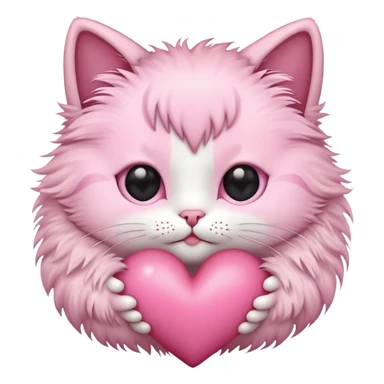 baby pink heart emoji with cat sticker