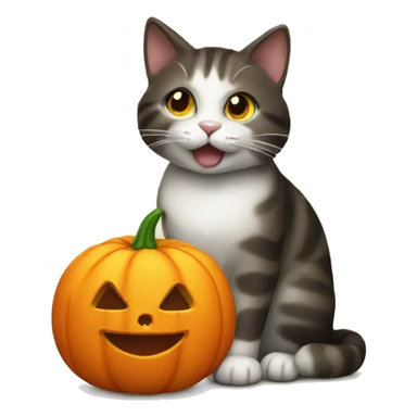 Cat with pumpkin sticker