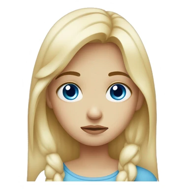 Sad blond girl with blue eyes  sticker