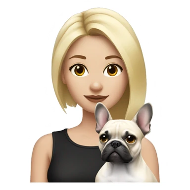 Blonde girl with black/white French bulldog sticker