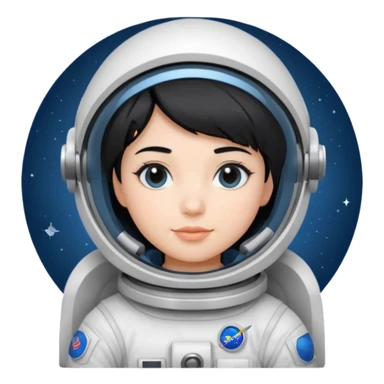 Young, female, astronaut suit, short black hair, white skin
 sticker