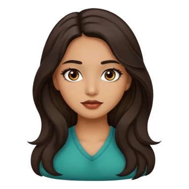 girl wearing a bit of makeup, dark brown long wavy/ straight hair and olive/ tan skin sticker