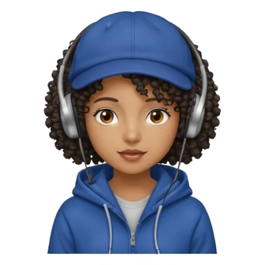 curly haired with headphones in and hoddie  black girlsgirls with cap sticker