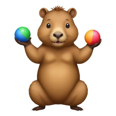 Juggling capybara 3 balls sticker
