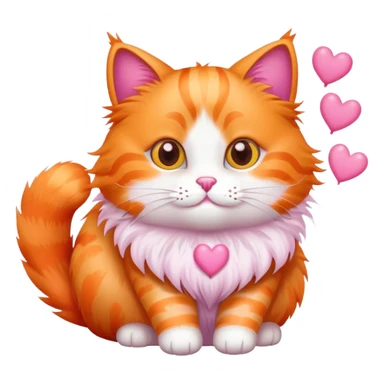 orange cat with pink hearts sticker