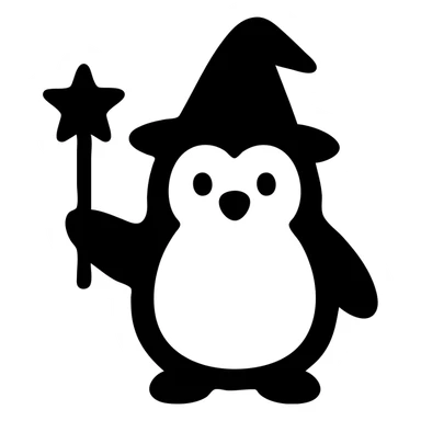 A cute penguin wizard sticker