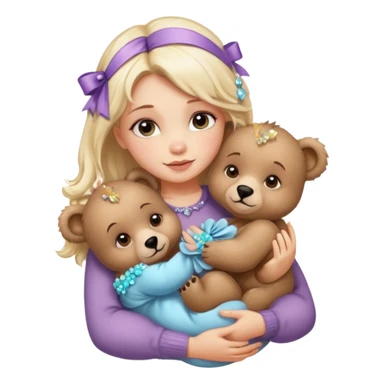 woman hugging baby bears with ribbons and crystals sticker
