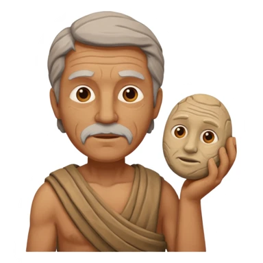 Ancient  man  with clay sculpture sticker