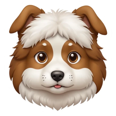cute brown and white dog with a thinking face sticker