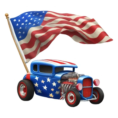 Hot rod American flag sticker