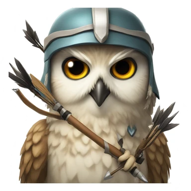 owl, wearing bow and arrows, helmet sticker