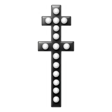 Elegant emoji icon of a white cross made of white beads, glossy surface, subtle shadows, pure white palette, centered sticker