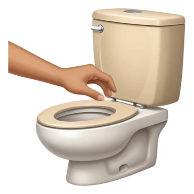 hand pressing the flush button on a toilet, clean and friendly sticker