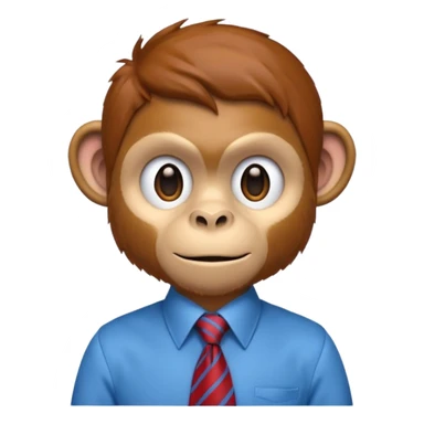red monkey with blue shirt,brown tie sticker