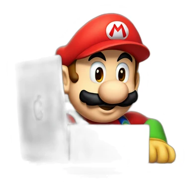 Mario bros with MacBook sticker