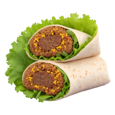 A Turkish wrap with raw bulgur kofte and fresh greens sticker