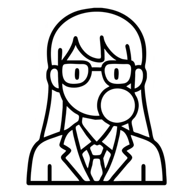 anime style girl teacher blowing bubblegum sticker