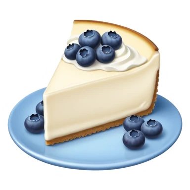 one slice of cheesecake with blue cream on top and blueberries sticker