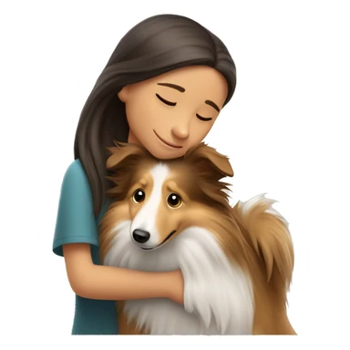 Sheltie dog hugs with girl sticker