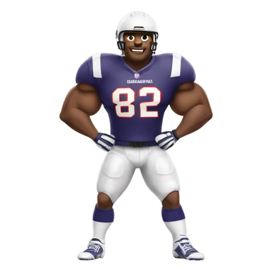 Football player with big muscles wearing a buccanee jersey 42 with the nu sticker