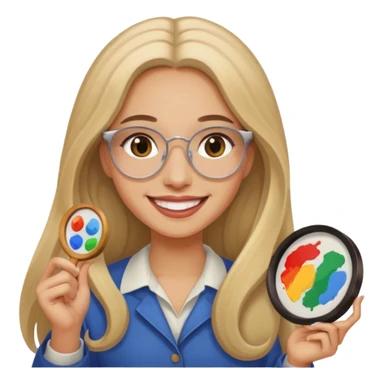 Painting women. smilling   Long hair,  lunette peinture sticker