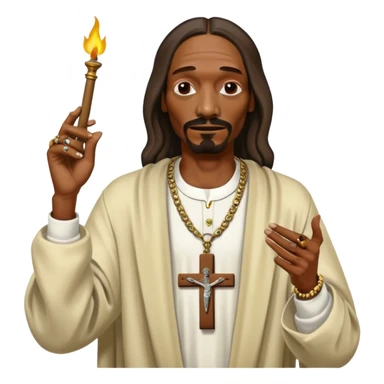 Snoop dogg Jesus style artwork with blunt in both hands sticker
