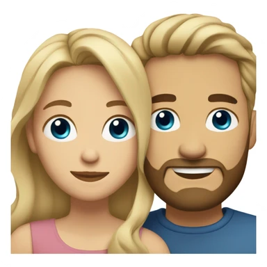 Blonde woman with brown eyes and a bearded man with blue eyes and light brown hair hugging. sticker