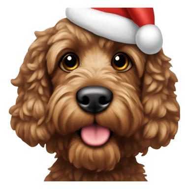 Brown cockapoo with Santa hat sticker