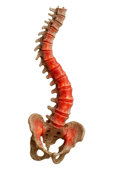 spina dorsale infiammata e storta, scoliosi, iperrealistico 4k sticker