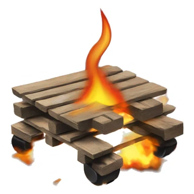 Burning pallet witn "iron" signature sticker