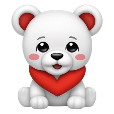 osito de peluche color blanco sosteniendo un corazon rojo sticker