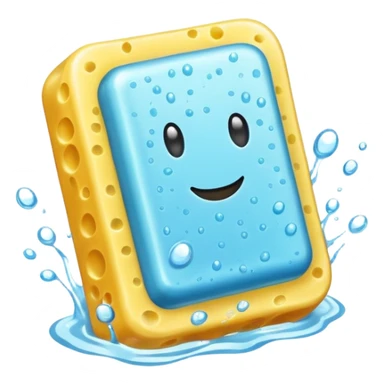 foam sponge object icon, soft sponge with soap foam, glossy wet look, 3D cartoon, mobile game icon style, centered, clean background, no text, no watermark

 sticker