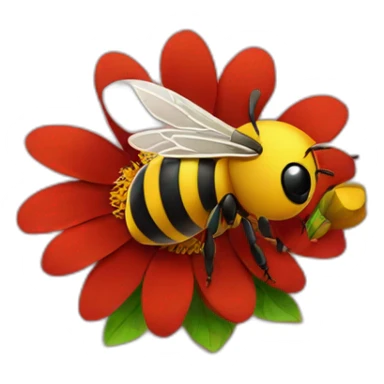 Bee with flower red sticker