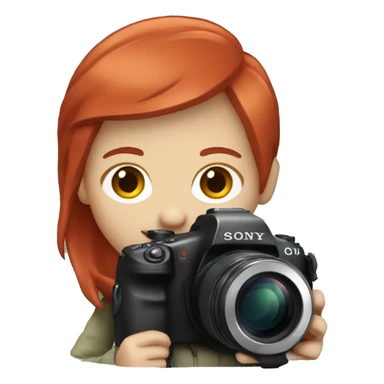 A photographer with red hair and a Sony camera sticker