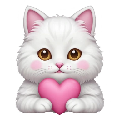 white cat hands holding a pink heart sticker