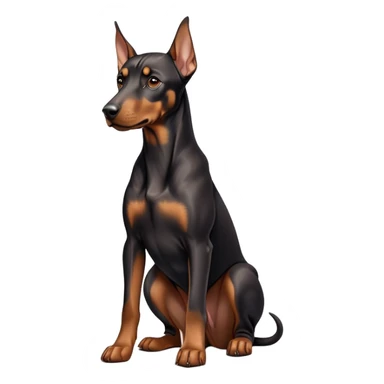 cinematic-noble-doberman puppy-full body-emoji on all fours,-poised-and-regal,-with-a-strong,-athletic-build-and-a-lustrous,-well-groomed-black and tan fur,-deep-set-soulful-brown-eyes,-simplified-yet-sharp-and-sophisticated-features,-highly-detailed, sticker