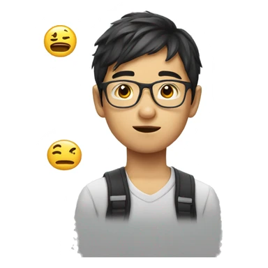 asian nerd boy sticker